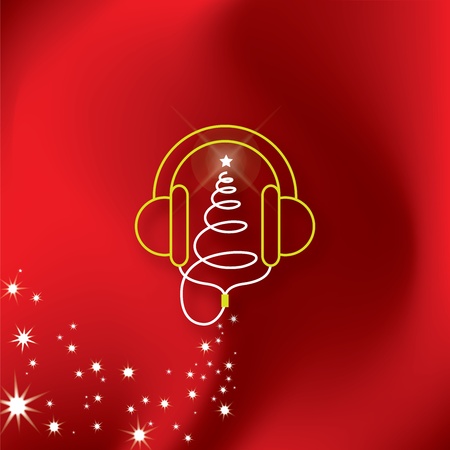 Music Headphones Christmas Tree Illustration のイラスト素材