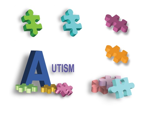 Each individual puzzle piece on this full page of colorful illustrations is a symbol for Autism and other developmental disabilities.のイラスト素材