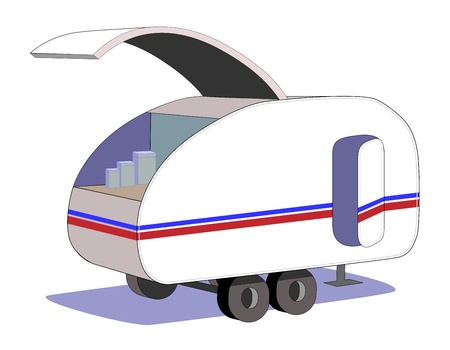 Teardrop trailer with kitchen hatch openのイラスト素材