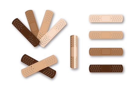 Multi-racial skin tone bandaidsのイラスト素材
