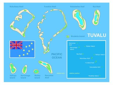 Tuvalu map and Flagのイラスト素材