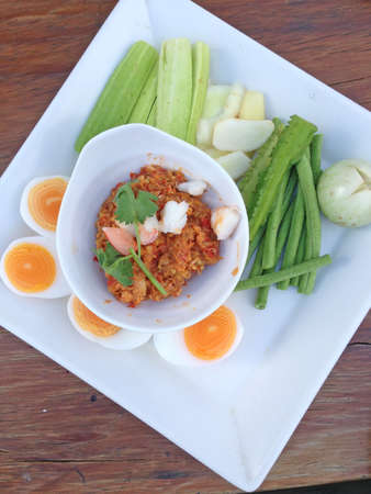 Thai food spice curry with egg and vegetable