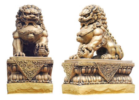 Figure Sculpture Decorative Gold Lion Chinese architectureの写真素材