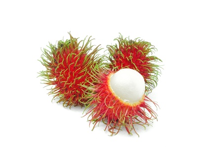 Rambutan is a fruit with sweet red shellの写真素材