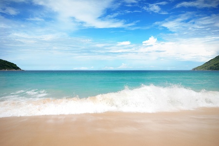 Sea waves on the beach is beautiful skinの写真素材