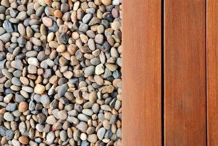 pebble stone and wood textureの写真素材