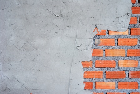 clay brick wall used for construction workの写真素材