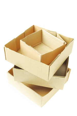Piles of cardboard boxes on a white background 