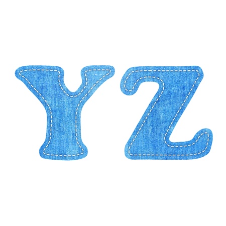 alphabet  blue jean craft stick on white background ( Y Z ) の写真素材
