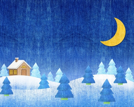 Winter landscapes night blue jean craftの写真素材