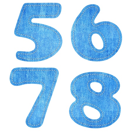 alphabet  blue jean craft stick on white background ( 5 6 7  8 ) の写真素材