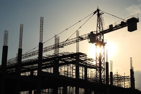 silhouette of construction siteのeditorial素材