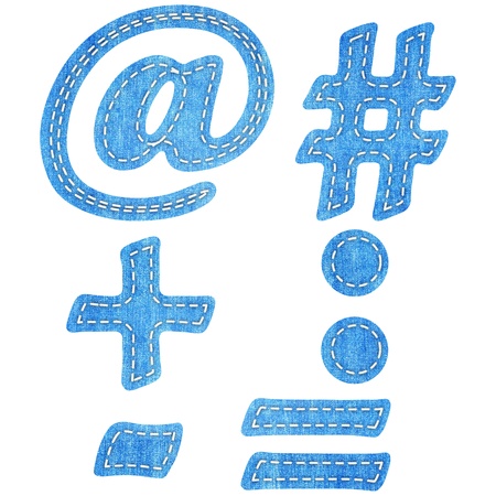 alphabet  blue jean craft stick on white background の写真素材