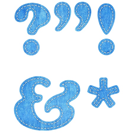alphabet blue jean craft stick on white background の写真素材