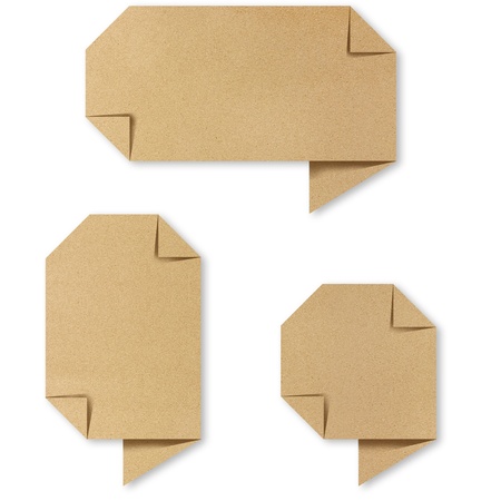 paper bubble talk tag craft stick on white background の写真素材