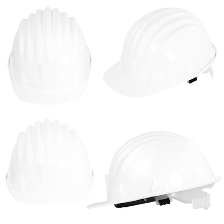Plastic safety helmet on white background の写真素材