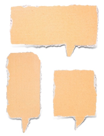paper torn bubble talk tag craft stick on white background の写真素材