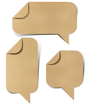 paper bubble talk tag craft stick on white background の写真素材