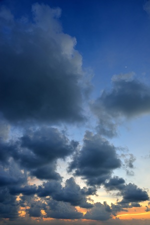 beautiful twilight sunrise scene on cloudy skyの写真素材
