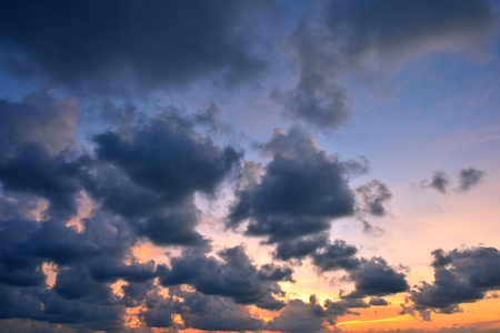 beautiful twilight sunrise scene on cloudy skyの写真素材