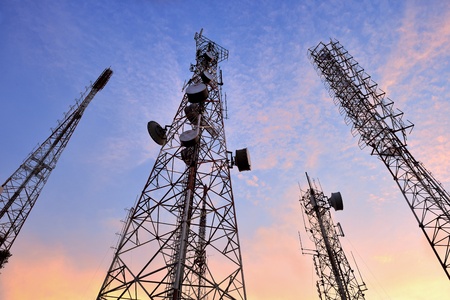 Telecommunication tower with a  sunlight  Used to transmit television signals の写真素材
