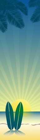 summer vacation vector banners with tropical beachのイラスト素材