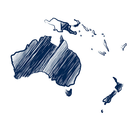 Australia continent  map hand drawn background のイラスト素材