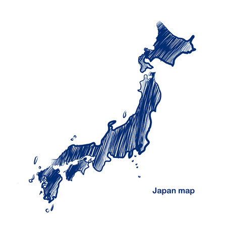 Japan map hand drawn backgroundのイラスト素材