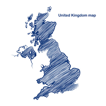 United Kingdom map hand drawn background のイラスト素材