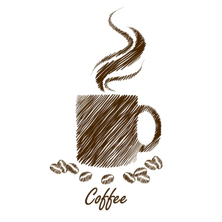 coffee cup hand drawn illustrationのイラスト素材