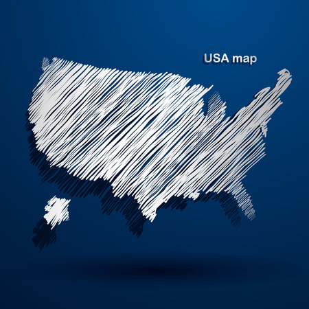 USA map hand drawn background vector,illustrationのイラスト素材