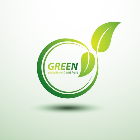 Green earth labels concept with leavesのイラスト素材