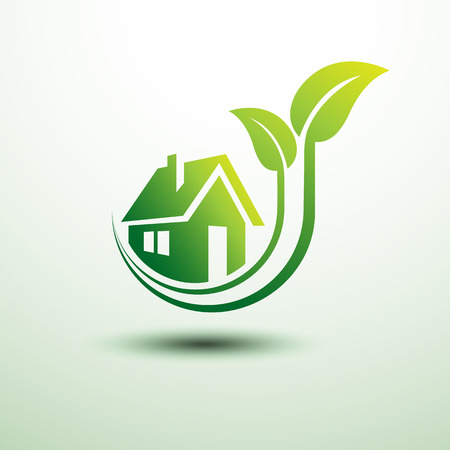 Eco green house concept signs and iconsのイラスト素材
