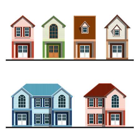 set of  houses flat design vector illustrationのイラスト素材