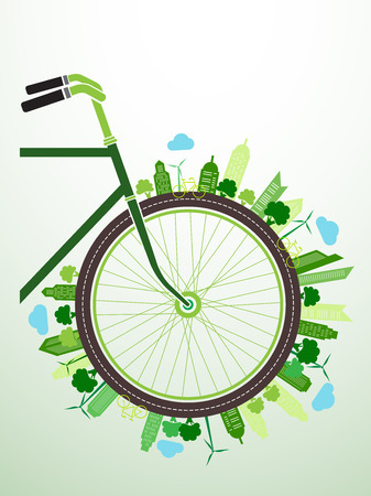 Bicycle Green City concept background illustrationのイラスト素材