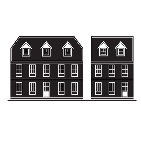 set of silhouette houses flat design vector illustrationのイラスト素材