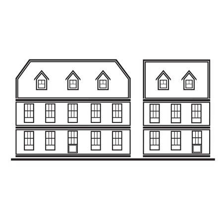 set of silhouette houses flat design vector illustrationのイラスト素材