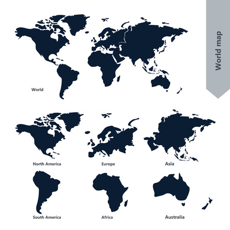 World Map and continent line vector Illustrationのイラスト素材