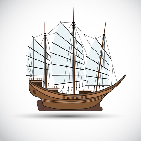 sailing ships black line illustrationのイラスト素材