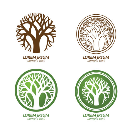 Green Circle Tree vector logo design. eco concept.Vector Illustration.のイラスト素材