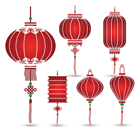 Chinese Lantern Collection set ,vector illustrationのイラスト素材
