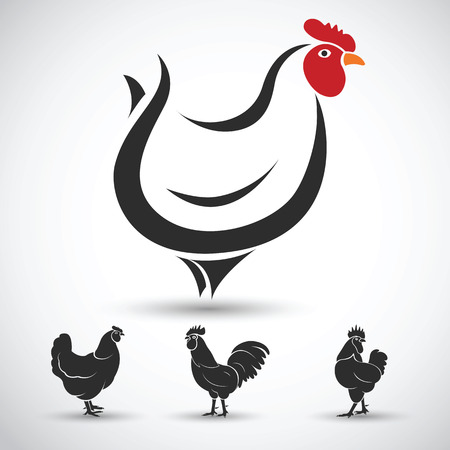 Chicken and cock symbol on white background , vector illustrationのイラスト素材