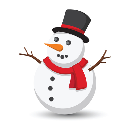 Snowman vector illustration on white backgroundのイラスト素材
