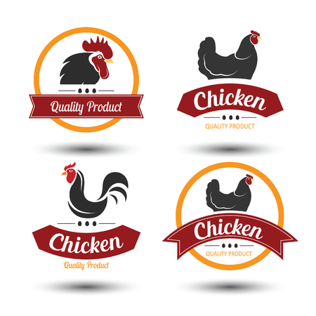 labels and badges set of chicken meat and eggs,illustrationのイラスト素材