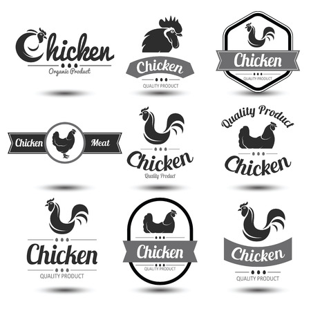 labels and badges set of chicken meat and eggs,illustrationのイラスト素材