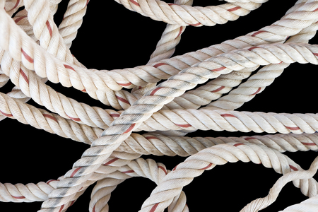roll of rope isolated on black backgroundの写真素材