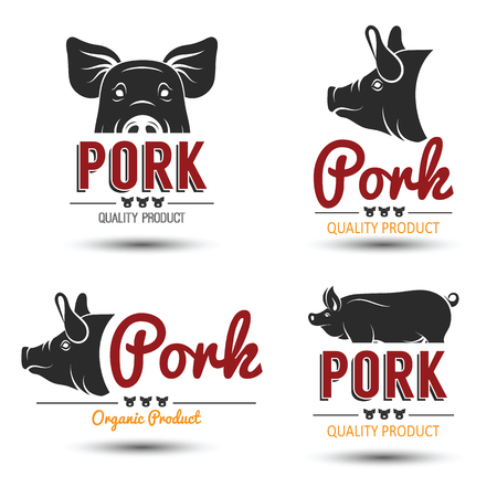 premium pork labels, badges and design elements,vector illustrationのイラスト素材