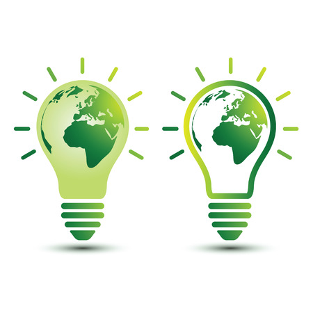 Light bulb with planet Earth icon Ecology and saving energy concept ,vector illustrationのイラスト素材