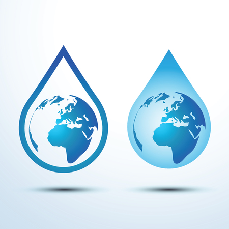 Earth in Water Drop eco concept on White Background ,vector illustrationのイラスト素材