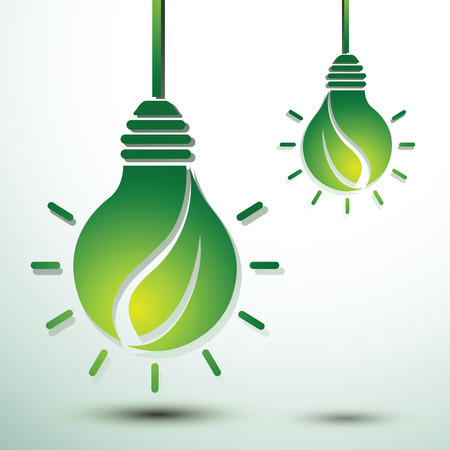Ecology idea green bulb with plant vector illustrationのイラスト素材
